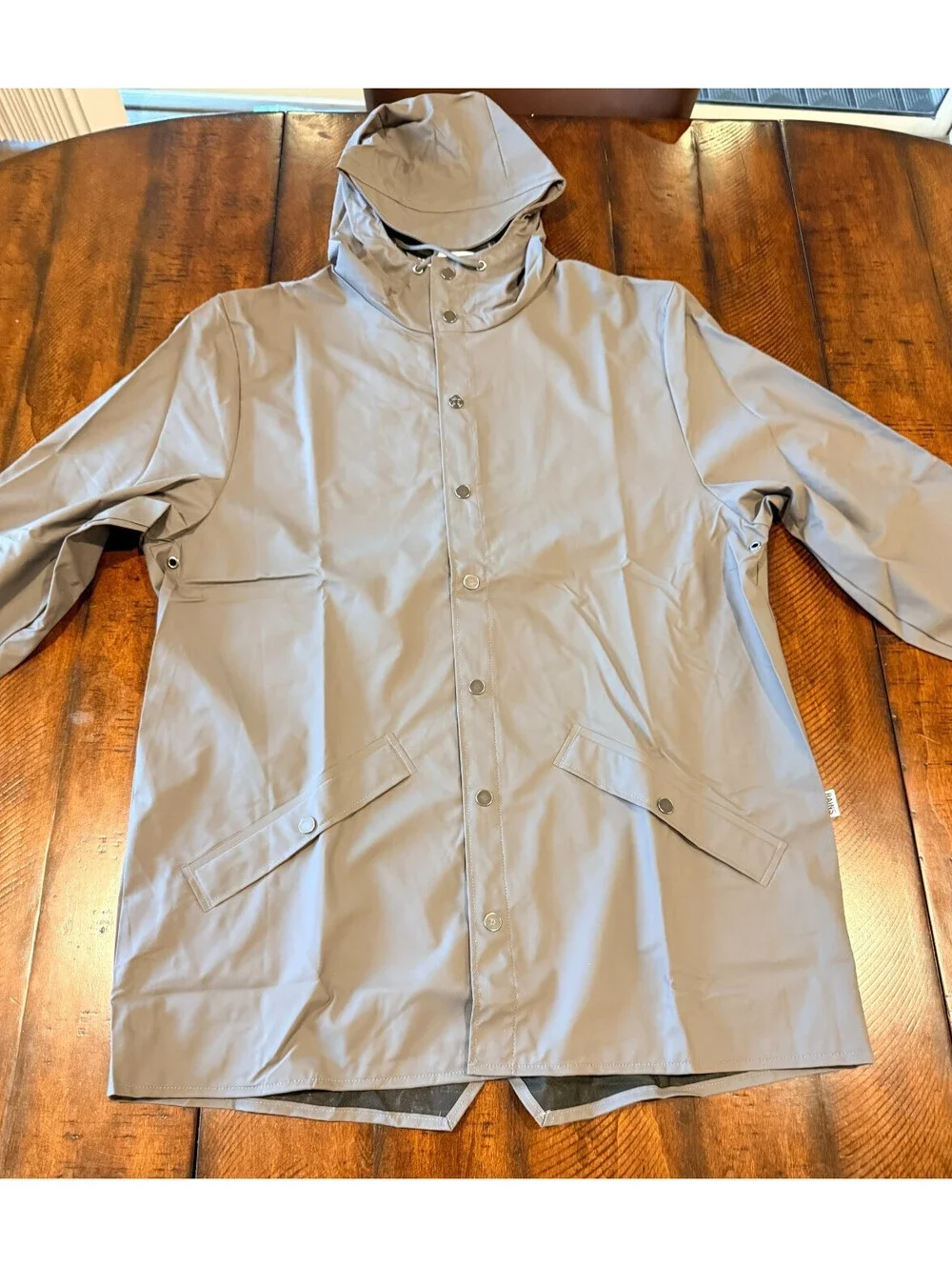 RAINS Jacket W3 Grey  Waterproof Hooded Rain Jacket Unisex XL NWT